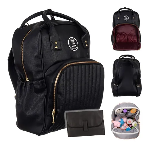 Mochila Maternal Premium Eco Cuero Cambiador Materlina