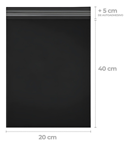 Bolsas Ecommerce 20x40 Calidad Superior Con Adhesivo X100 Color Negro Liso