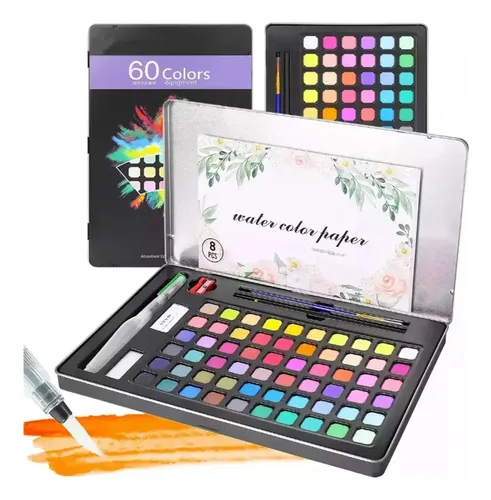 Set De Arte Acuarelas Profesional Kit Dibujo 60 Coloes C | MercadoLibre