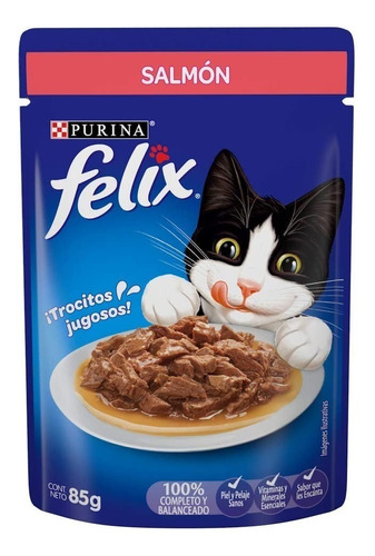 Alimento Felix Sensaciones para gato adulto sabor salmón en sobre de 85g