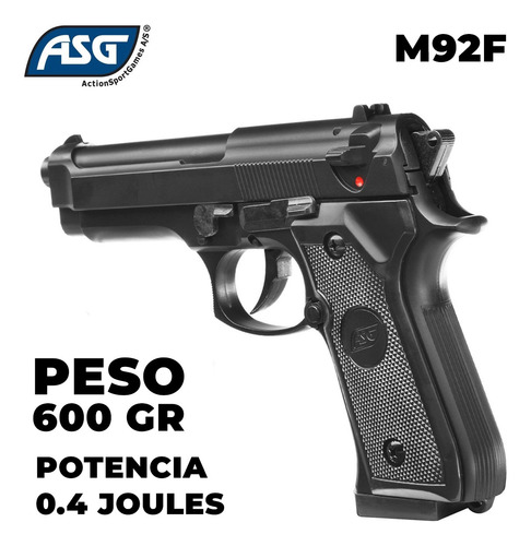 Imagen 2 de 9 de Pistola Spring Airsoft Asg M92 6 Mm Metálica