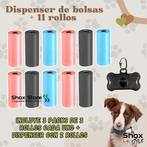 Huesito Porta Bolsa Sanitaria Correa Perro + 10 Repuestos