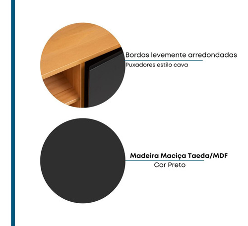 Rack Até 42 Polegadas 2 Portas Em Madeira Mdf 120 Cm Memory Cor Preto