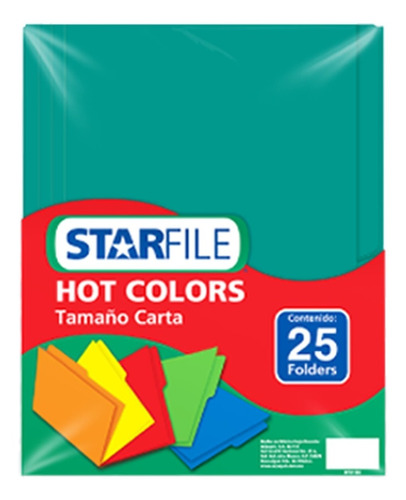 Folder Carta Hot Colors Star File Paquete Con 25 Piezas