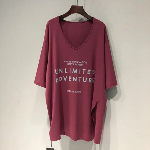 Camiseta Holgada De Algodón Con Cuello En V Y Mangas De Murc
