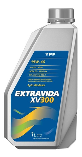 Ypf Aceite Mineral Sae 15w40 Exravida Xv300. Envase 1 Litro.