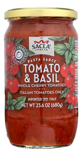 Sacla Salsa De Pasta Entera De Tomates Cherry Y Albahaca, Ve
