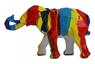 Elefante Pintado Resina Decoración Hogar G426.
