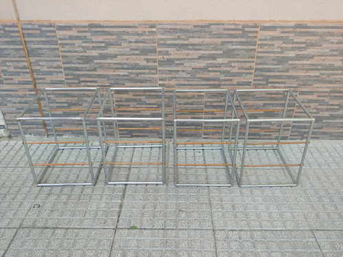 4x Cubos Exhibidores Vidriera Caño Cromado Y Cobre 33x38 Cm (Usado)