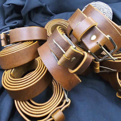 Cinturon De Cuero Uso Rudo Oakmont 5 Mm Hebilla Oro Viejo 