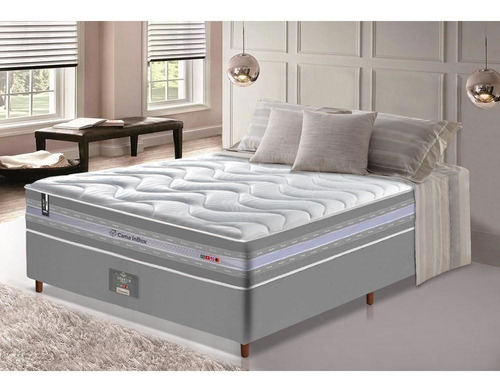 Cama inBox Flat D33 Conj. Select 88x188x71 - Cinza - Queen - 188 cm - 138 cm