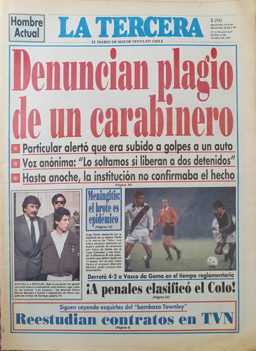 Diario La Tercera Agosto 1993 Plagio A Carabinero (d28