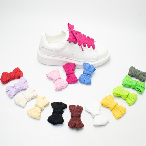 Cordones De Polialgodón Planos De Una Sola Capa, 14 Colores,
