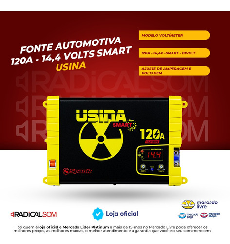 Imagem 6 de 6 de Fonte Automotiva Usina 120a C/ Voltimetro Bivolt +3 Brindes