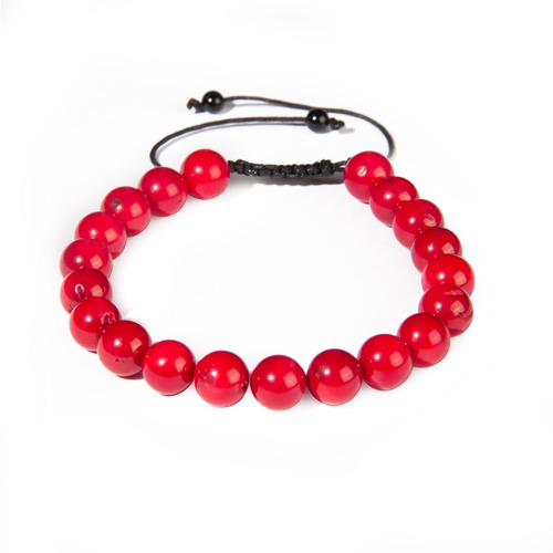 Pulsera Coral Rojo Natural 8mm Pulsera Roja Amor