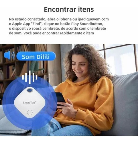 Dispositivo Localizador Dkmulti Rastreador Gps Mala Pet Carteira Apple Cor Branco Mfi Apple Find My Compatível iPhone Mini Localizador Bagagem Carro Barco Bicicleta Cachorro Gato Com Som