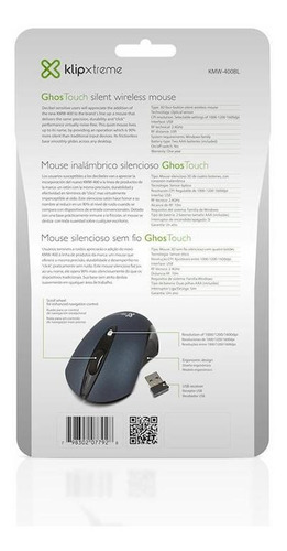 Imagen 11 de 11 de Mouse Inalámbrico Silence Click Klipxtreme Kmw-400bl Azul