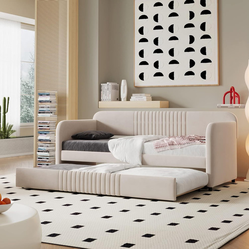 Merax Sofá Cama Doble Tapizado Con Cama Nido Y Listones De M
