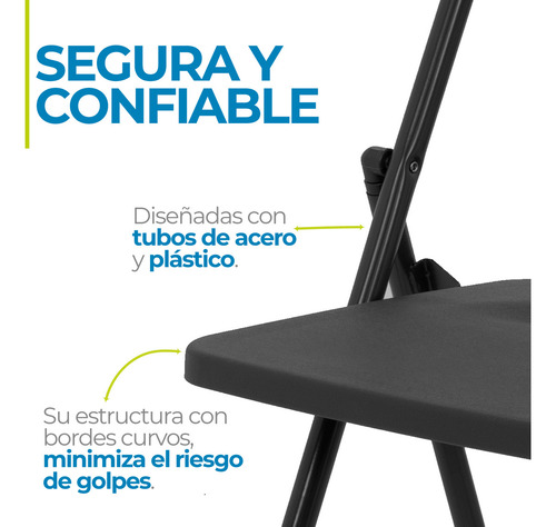 Set De 10 Sillas Plegables Onof VIVIANAX10 Color Negro