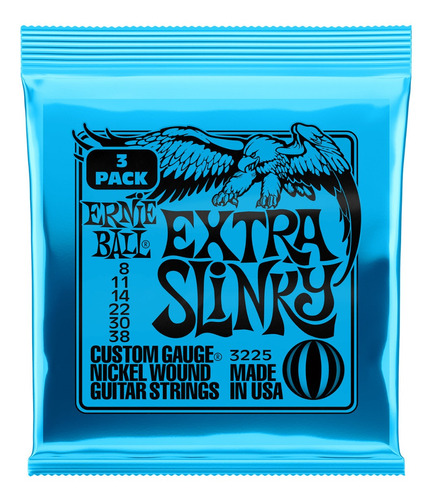 Cuerdas Guitarra Electrica Pack X3 Ernie Ball Extra .008