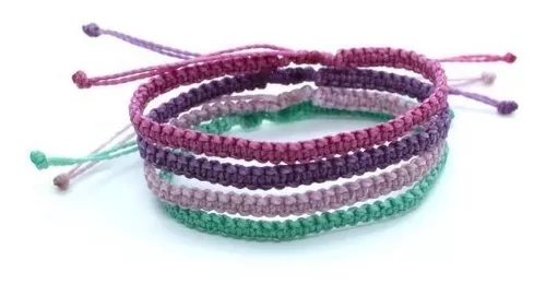 Pack X4 Pulseras Hilo Encerado Macrame Hombre Mujer