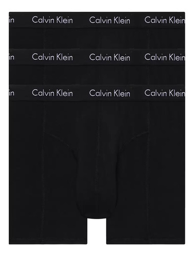 Calzones Calvin Klein Negros Algodón Cotton Stretch 3 Pzas