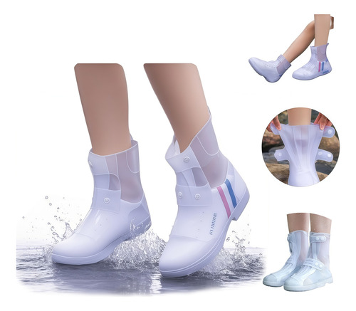 Botas Cubre Tenis Impermeables Zapato Lluvia Protector Blanco Xl