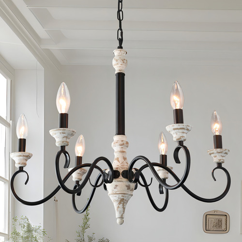 Lampara De Arana Estilo Rustico De 6 Luces, Estilo Vela Rust