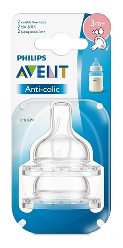 Pack 2 Tetinas Avent Anti Colicos Classic 3m+ Flujo Variable