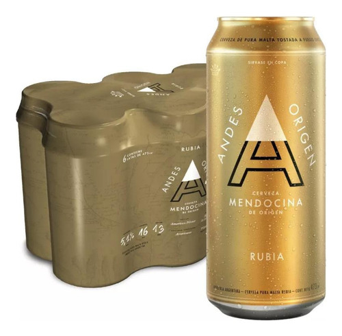 Cerveza Rubia Andes Origen Lata 473 Ml Pack X6 Undidades
