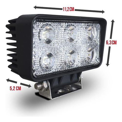 Faro Pirata Rectangular 6 Led 12v