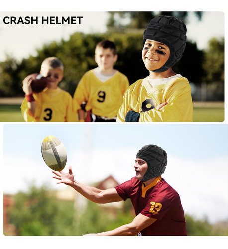 Casco De Fútbol Krui 7v7 Protector Acolchado Ajustable Negro