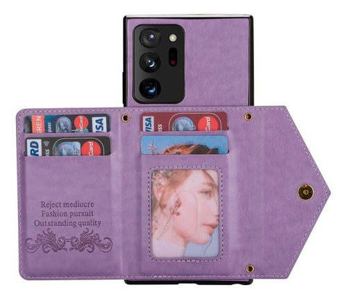 A Funda De Teléfono Con Cremallera Y Cordón For Samsung
