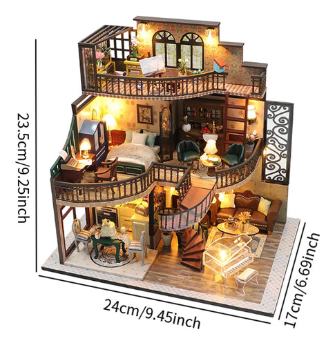 Kit De Construcción De Casa De Muñecas, De Madera Hecha A