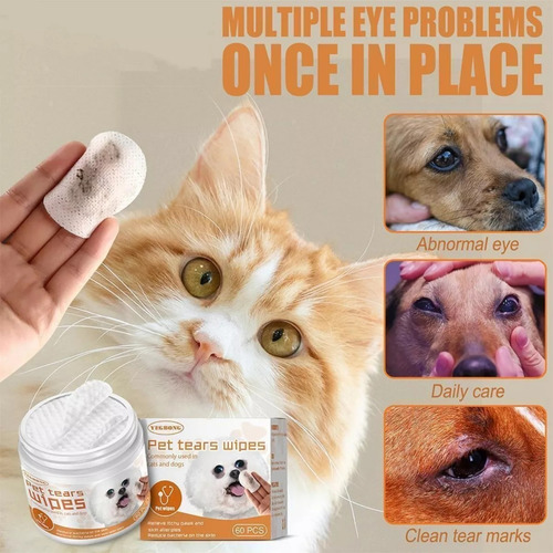 Fd Mascota Ojo Perro Gato Toallitas Húmedas Antimanchas, 60