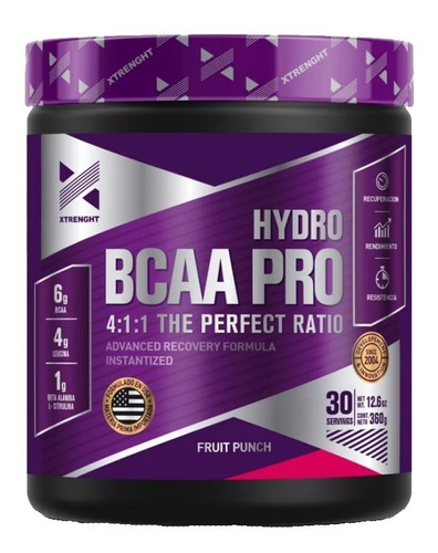 Xtrenght Hydro Bcaa Pro Polvo 30 Servicios 360 Grs 4:1:1