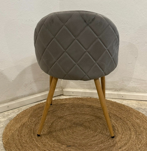 Set X 2 Sillas Comedor Living Moderna Sybil En Pana Velvet Pana Antimancha Madera Gris Oscuro