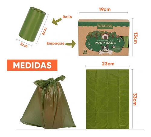 Imagen 4 de 5 de Bolsitas Sanitarias Perros Biodegradables Recoge Caca X360