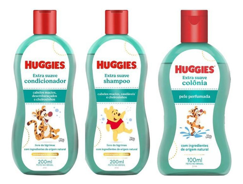  Kit Shampoo+cond+colônia Huggies Extra Suave-3 Itens