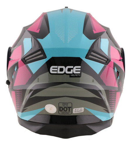 Casco Moto Integral Edge Shanghai Velox Rosa Rosa Estampado L