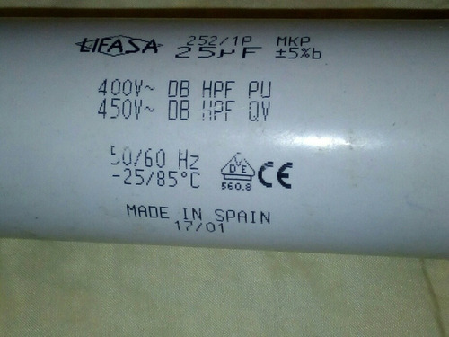 Condensador 25u, 450v 