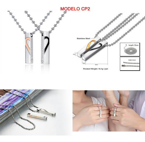 Collares Parejas Acero Inoxidable 316l Aniversario, Amor Lb