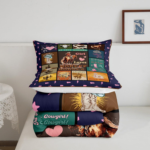 Juego De Cama De Caballo Para Niñas, Juego De Edredón De Cab