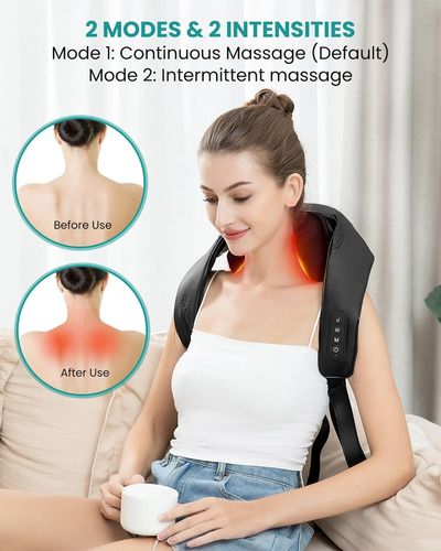 Masajeador De Cuello Nekteck 6d Shiatsu Con Calor Para Dolor