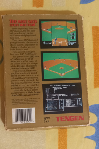 Rbi 3 Baseball Tengen Nintendo Nes Completo (Usado)