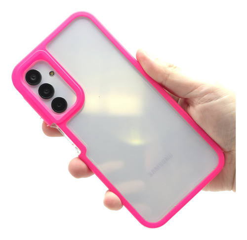 Funda + Mica Para Samsung A16 Case Protector Carcasa Rudo Prisma Colors - Rosa Chicle Samsung A16