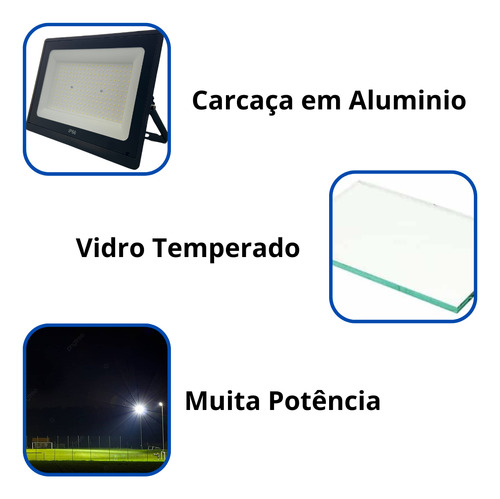 Refletor Led Holofote 2000w 6500k Prova D'água Ip66