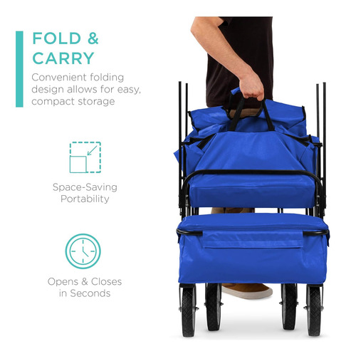Carrito De Carga Plegable Con Toldo Y Portavasos Azul