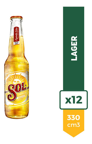 Cerveza Sol Rubia 330ml Porron Pack X12 La Barra Oferta