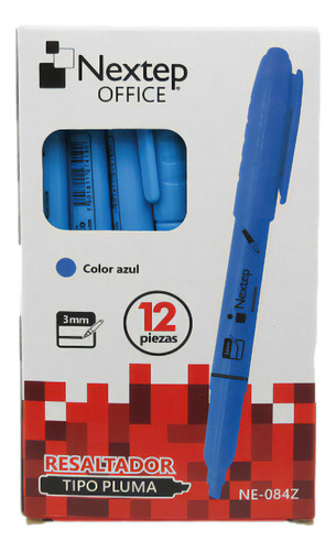 Marcatextos Nextep Ne-084z Color Azul Tipo Pluma 12 Piezas